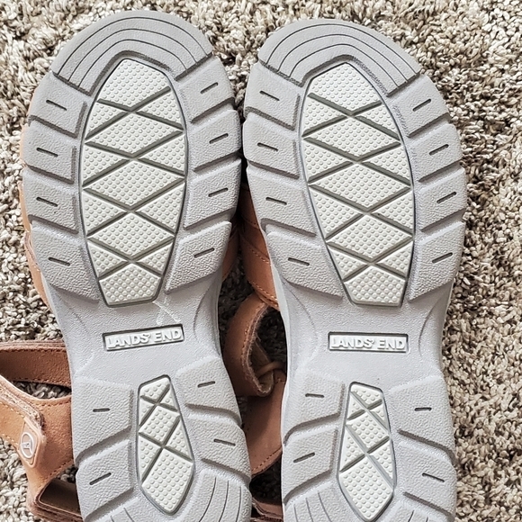 Lands End All Weather‎ Suede Walking Sandal Women’s Sz 9D Brown Adjustable Strap - Picture 7 of 14